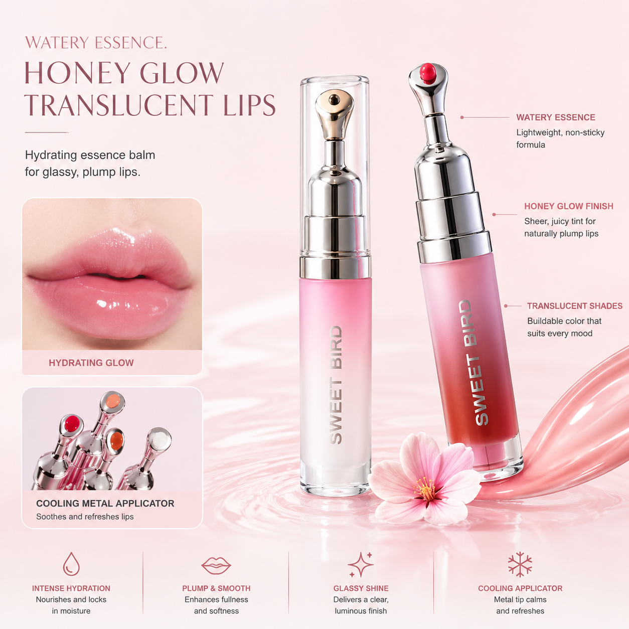 Sweet Birds Hydrating Lip Gloss with Glossy Finish